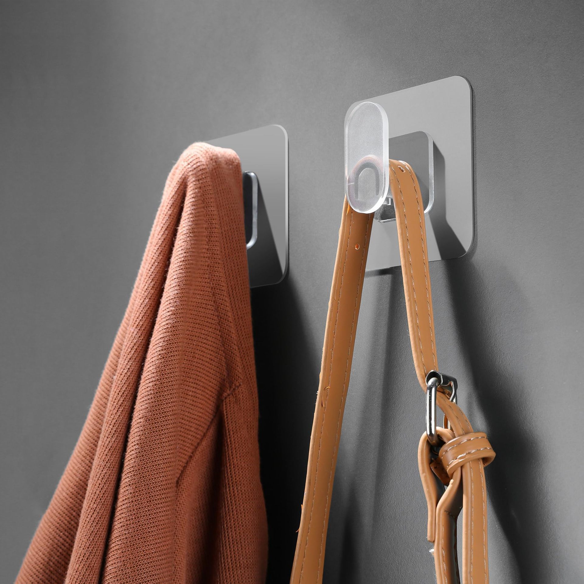 Gancho adhesivo fuerte pegado en la pared del baño sin clavos de la puerta detrás del gancho de cocina pegado en el gancho adhesivo sin agujeros