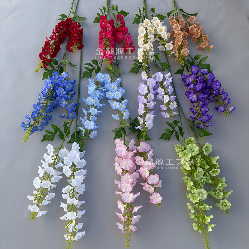 Chihiro simulation hyacinth small horn flower wedding milk tea color flower arrangement decoration wedding silk flower cross-border artificial flower Chihiro simulation hyacinth small horn flower wedding milk tea color flower arrangement decoration wedding silk flower cross-border artificial flower