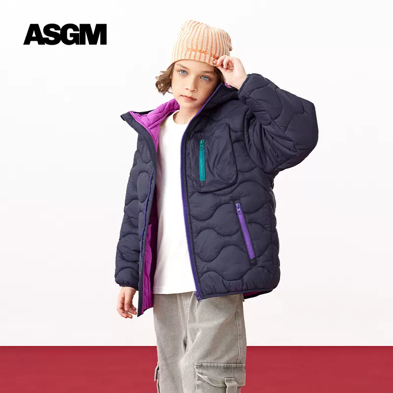 ASGM童装冬季新款儿童羽绒服中大童连帽外套保暖棉服MQD同款棉衣