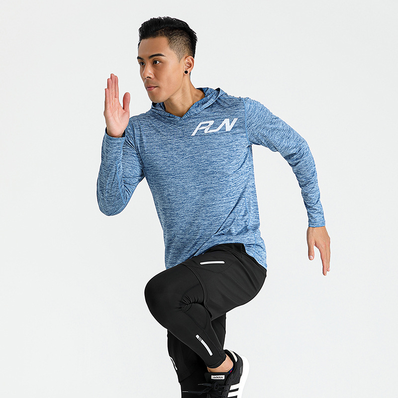 Otoño 2022 camiseta de manga larga de secado rápido para hombre ropa deportiva running fitness ropa de secado rápido suéter con capucha suelto camiseta