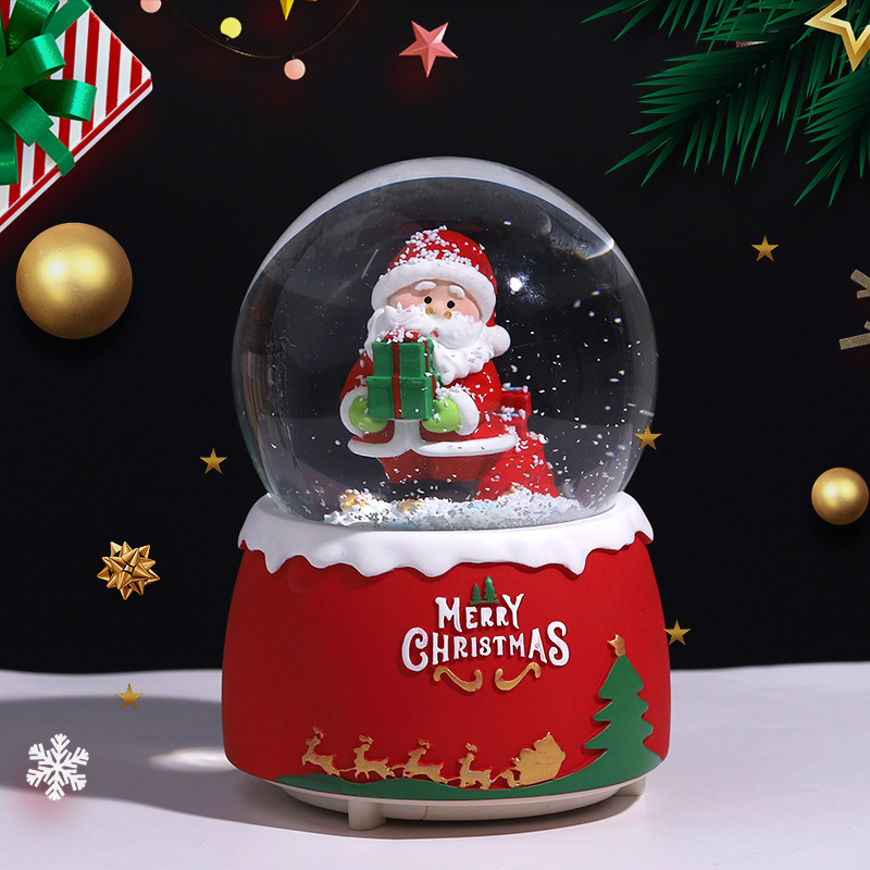 Nuevos productos transfronterizos regalos de Navidad creativos artesanía de resina decoración de escritorio adornos caja de sonido regalos de bola de cristal