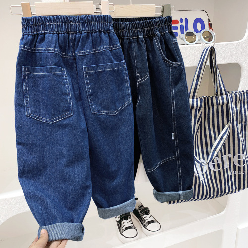 Children's clothing boys' denim trousers spring and autumn new style  children's pants medium and large children's fashionable loose pants trend