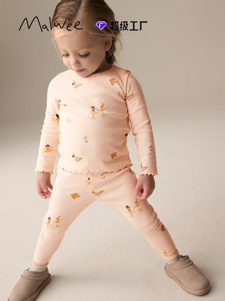 Malweez transfronterizo ropa doméstica de niñas otoño y invierno nuevo conjunto de niños europeos y estadounidenses encantador conjunto de niñas dos piezas