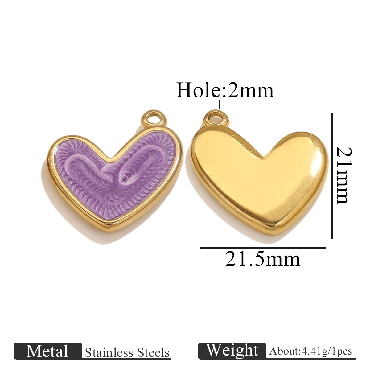 pendant Classification 1 Piece Quantity 1 Piece 304 Stainless Steel PVD Coated Real Gold Plated Heart Shape Pendant Pendant