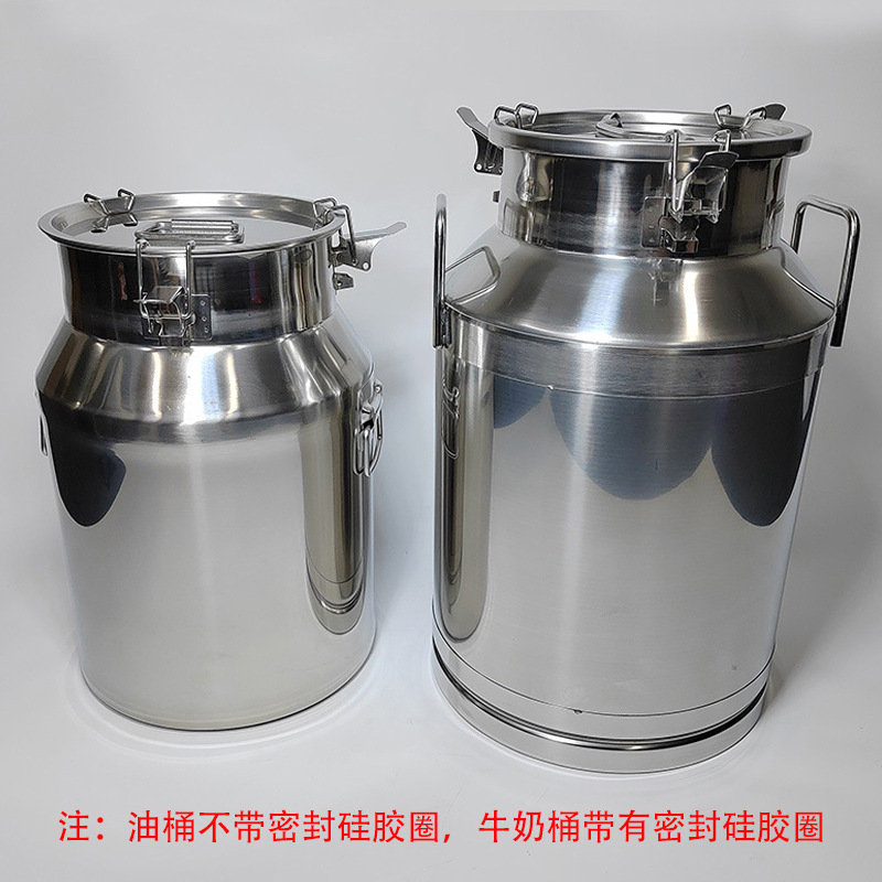 Barriles de acero inoxidable para leche comestible barriles de aceite de maní almacenamiento sellado engrosado de gran capacidad de almacenamiento de té barriles de vino barriles de arroz