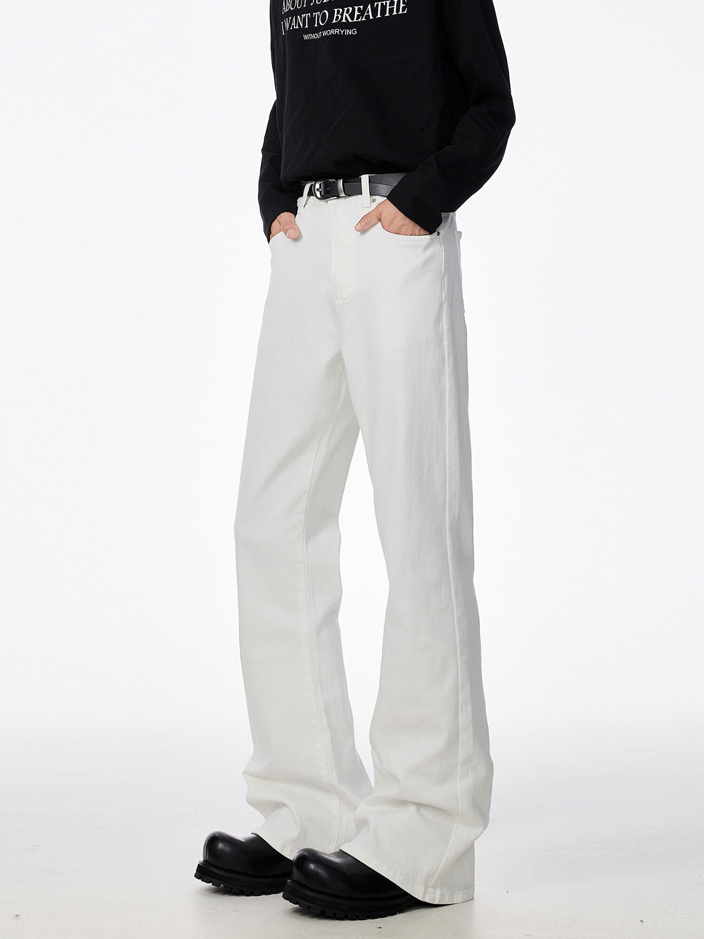 American Clean Fit White Jeans for Men 2025 Summer Trendy Couple Korean Style Casual Pants