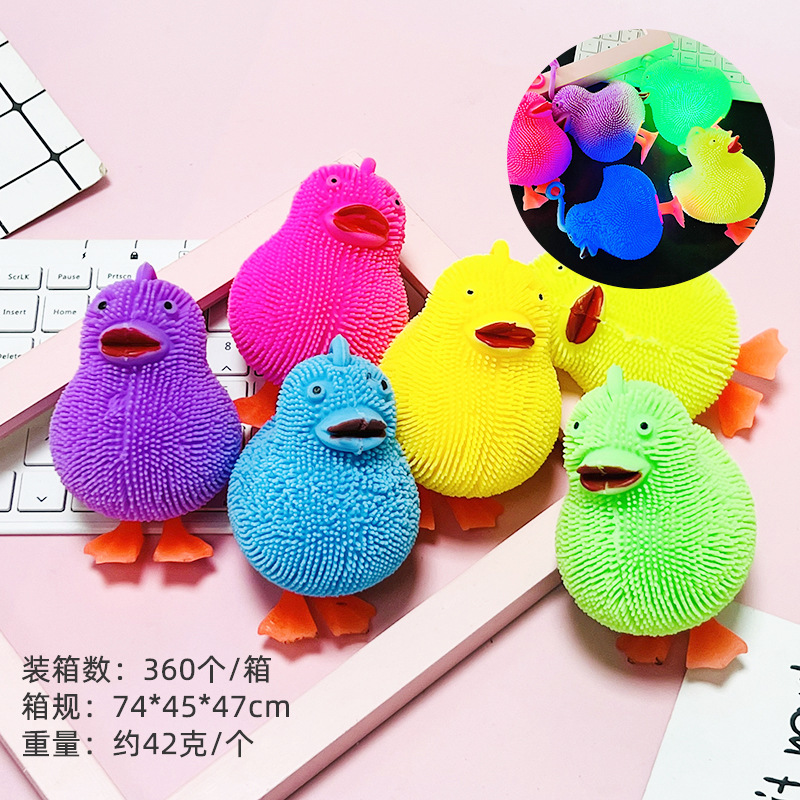 Dibujos Animados flash Sling colorido pollo piel luminosa bola ventilación luminoso pellizco música juguete de los niños puesto suministro