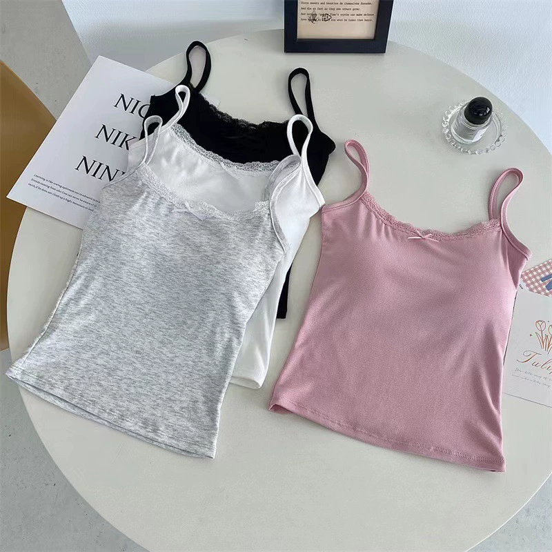 Розовый лук с открытой спиной сладкий кружевной камзол жилет женский нагрудный коврик простой внутри и снаружи