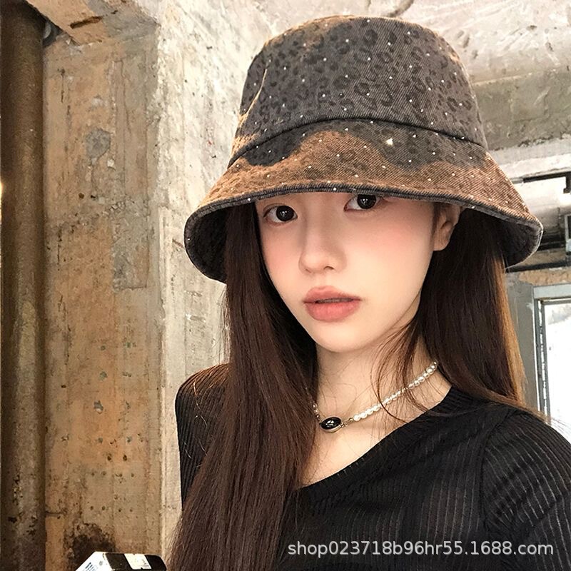 帽子女秋冬豹纹渔夫帽2026大头围辣妹镶钻显脸小外贸跨境亚马逊|undefined