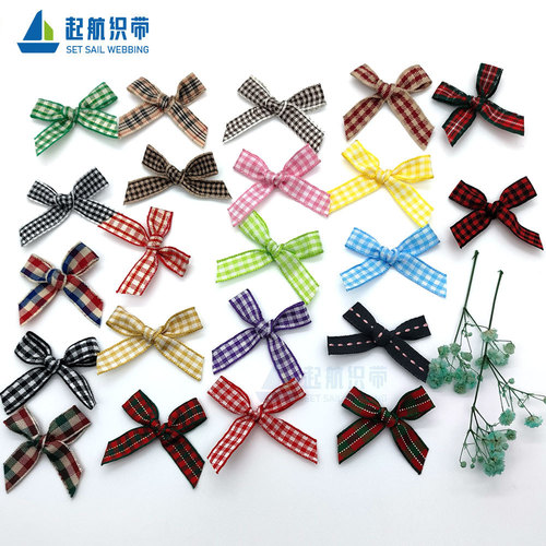 1cm plaid with bow clothing accessories bow children's skirt socks decorative plaid ribbon bow