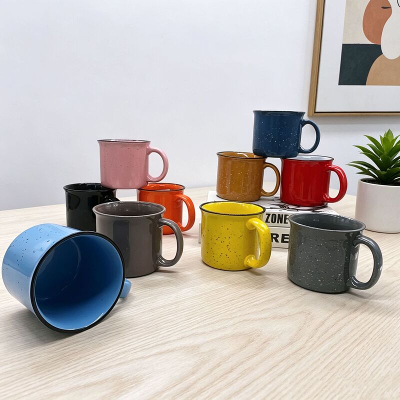 Imitation Enamel Ceramic Cup, Spray-Painted Mug, Simple Office Coffee Milk Cup, Large Quantity Discount, Logo Can Be Printed