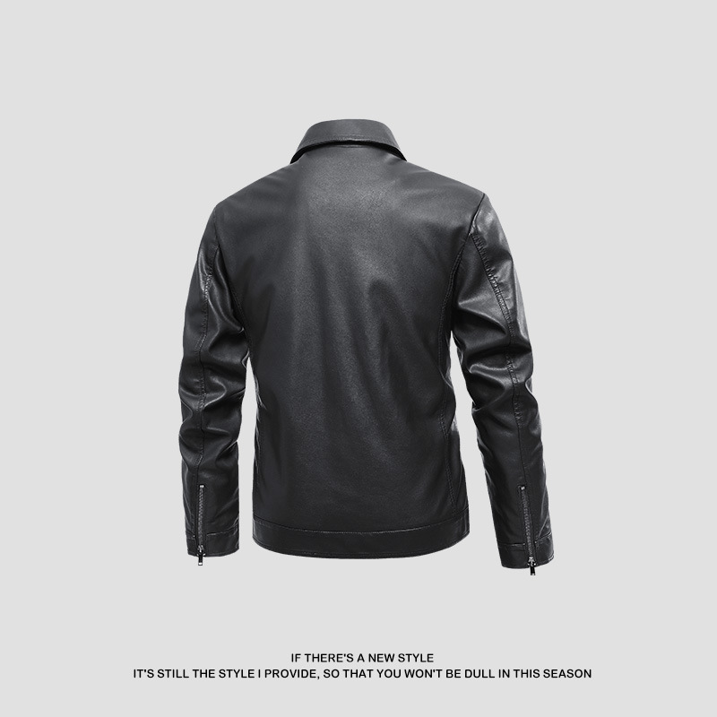 Chaqueta de cuero transfronteriza para hombres primavera y otoño nueva chaqueta de cuero con solapa pu para hombres con solapa de locomotora guapo chaqueta casual coreana