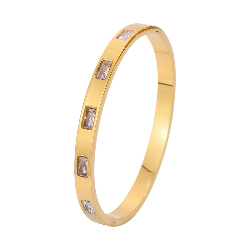 Pulsera de acero de titanio para mujer, sentido de alta gama, pulsera retro europea y americana que no se desvanece, oro de arena, apertura, circón, joyería de pulsera de acero inoxidable image 21