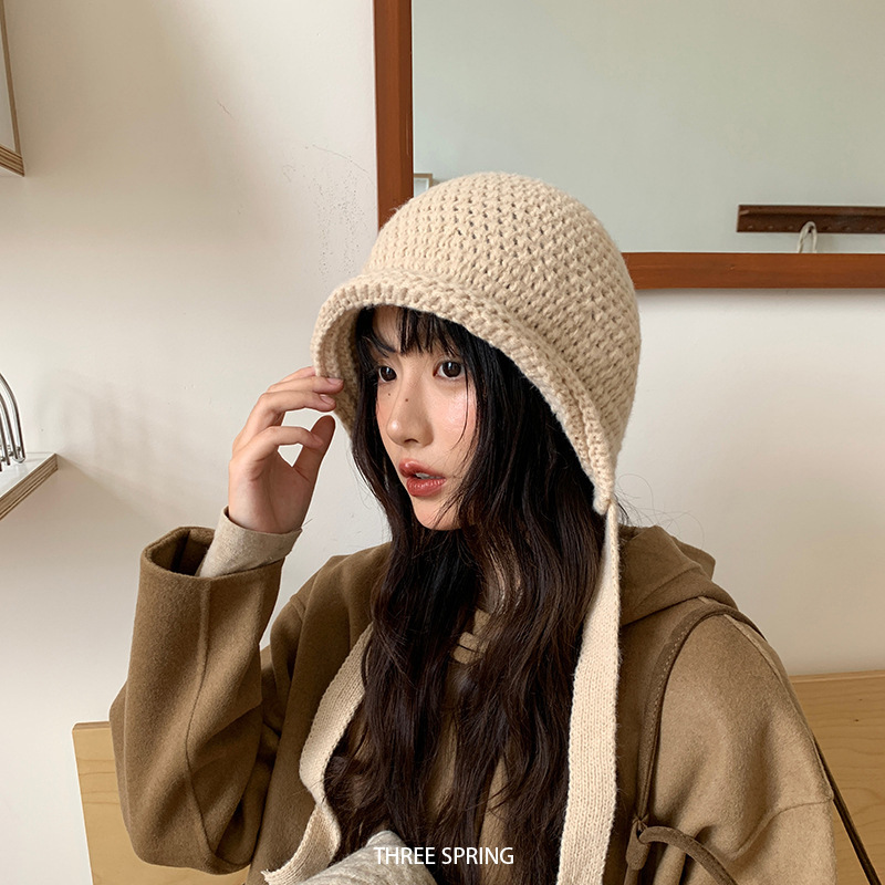 批发韩国2025年秋冬新款韩版ins手工钩针毛线帽女包头套头针织帽|undefined