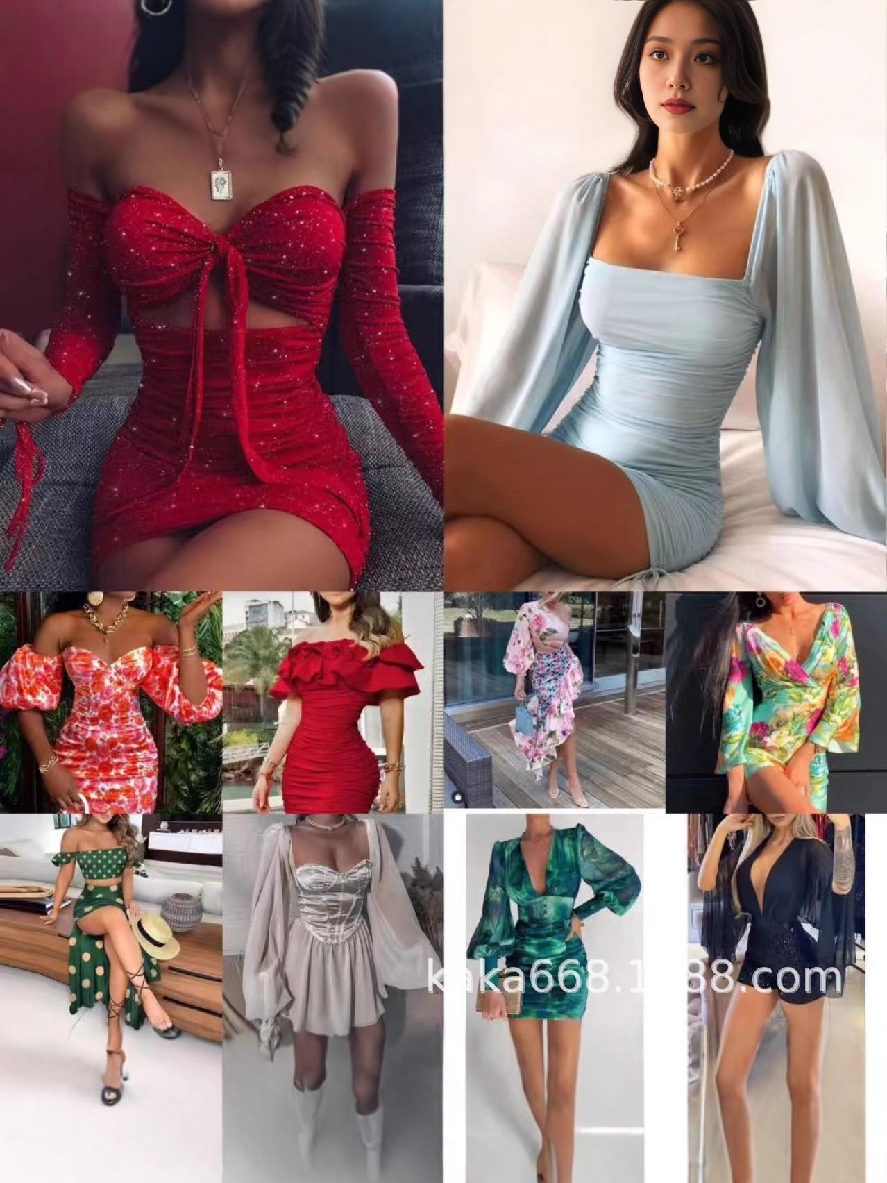 SHEIN外贸欧美性感包臀夜店短裙Sexy Dress 辣妹雪纺款连衣裙Hot