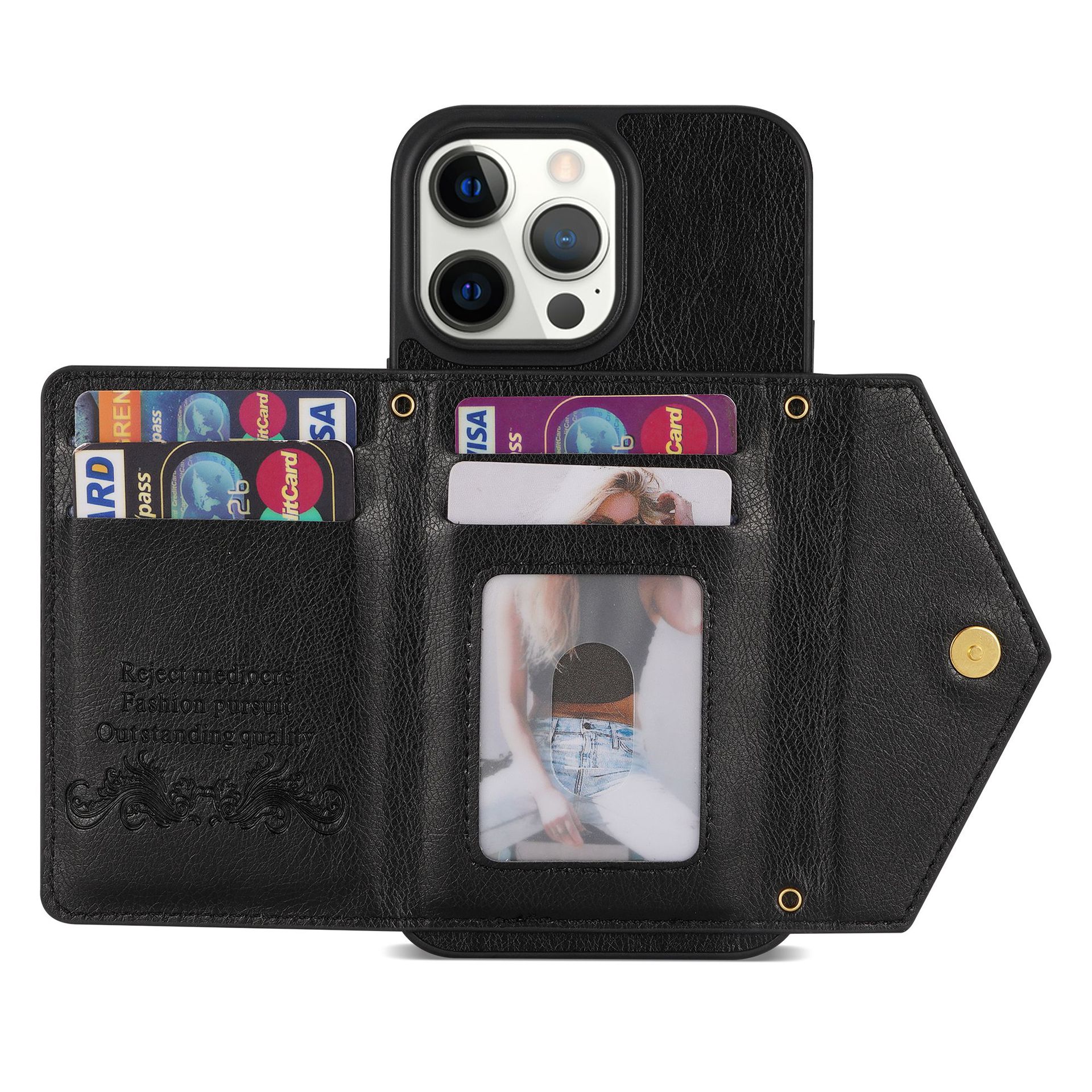 Suitable for iPhone 15 PRO side stick card insertion phone case, Samsung S23 zippered wallet holder, crossbody hanging_voghion.com
