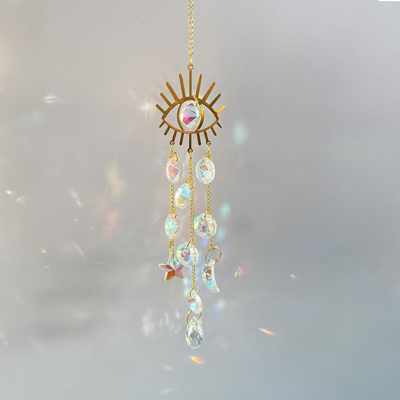 62g Weight Dreamcatcher Home Textiles & Decor Type 1 Piece Quantity Indoor Occasion Crystal Material Circle, Moon Pattern Romantic, Simple Style Style Romantic Simple Style Circle Moon Crystal Dreamcatcher Wall Art 2