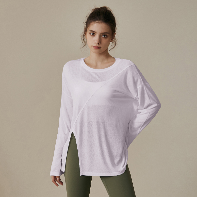 ヨガ服女性秋冬スタイルランニングスポーツゆるいブラウスtシャツプラティトレーニング長袖上着フィットネススーツ|undefined