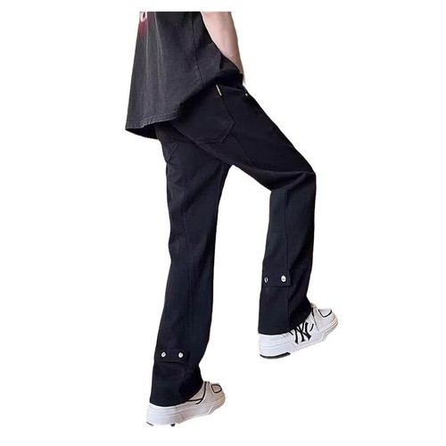 Men's Spring/Fall Straight-Leg, Loose-Fit Denim Pants with Vintage Wash and Distressed Look—Featuring American-Style Streetwear Meets High-Street Vibes