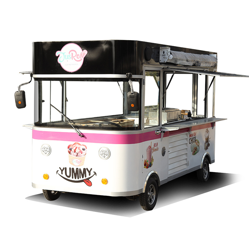 Mercado nocturno multifuncional desayuno rápido móvil carro de barbacoa frito red de té de leche roja venta de bocadillos carro