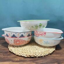 10.25寸双耳陶瓷碗釉下彩简约家用陶瓷汤碗沙拉碗多元店餐具批发
