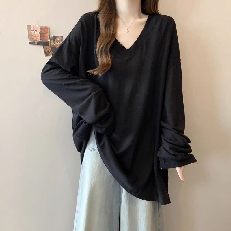 长袖防晒衫大码宽松300斤胖MM新款显瘦宽松休闲百搭打底上衣t恤女|undefined