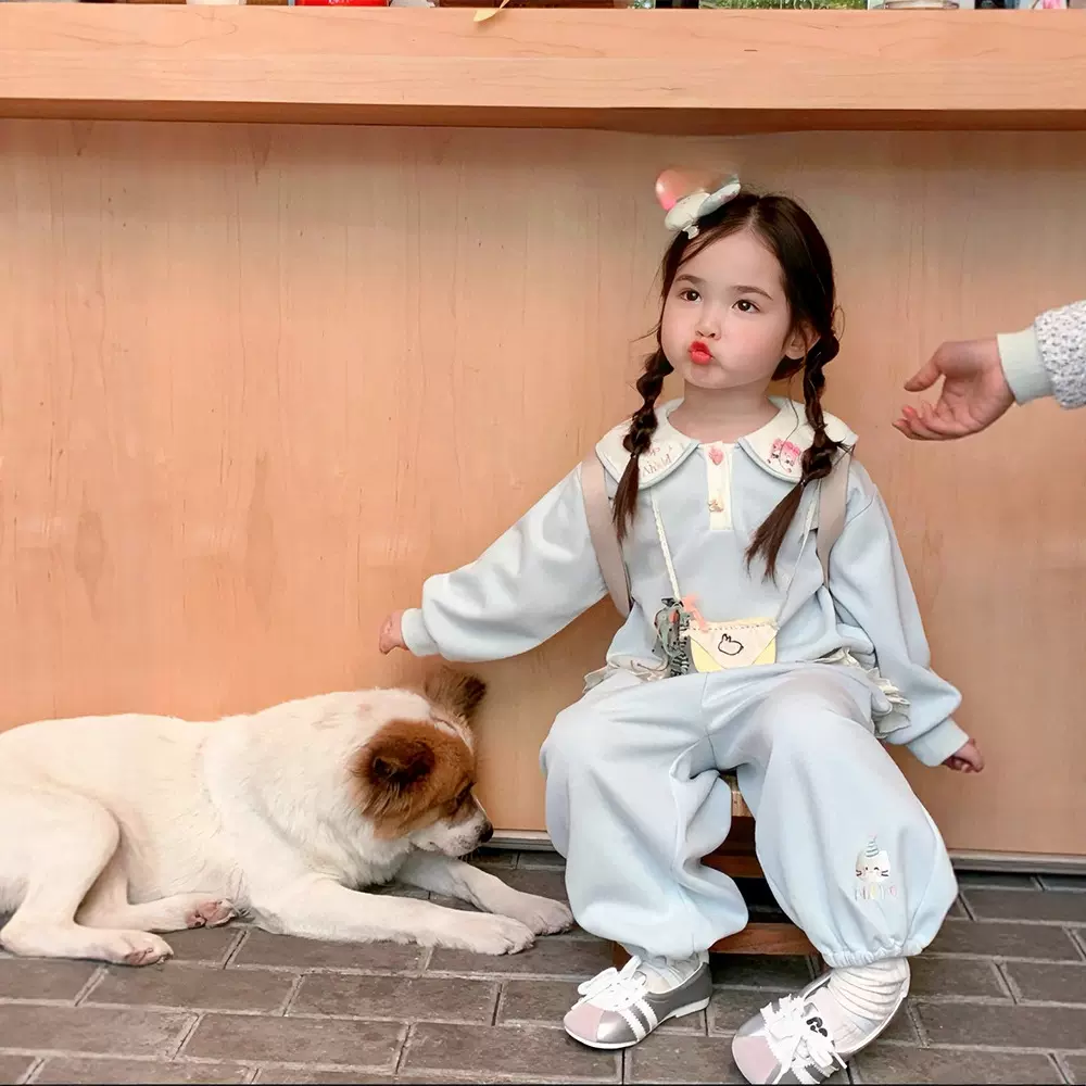 QT252310女童童套装秋季2025新款女童可爱幼儿园小兔子套装两件套