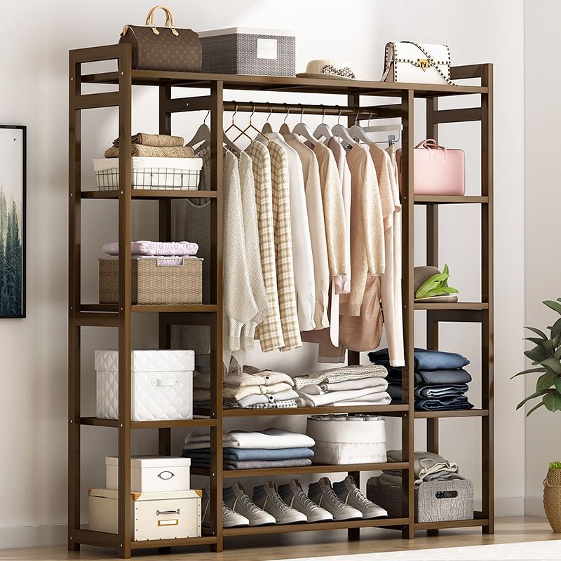 Bamboo Art Wardrobe Simple Assembly Clothes Rack Floor-Standing Storage Rack Cabinet Storage Cabinet Combination Cabinet Shelving Bedroom Factory