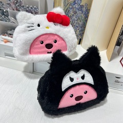新しいビーバーぬいぐるみ鉛筆バッグ中学校と高校の化粧品バッグ大容量収納かわいい漫画文具バッグ