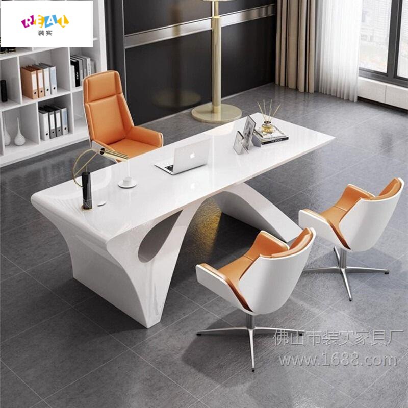 Light Luxury Modern Beauty Salon Office Desk, High-End White Lacquered Desk, Executive Desk, Clinic Desk, Beauty Salon