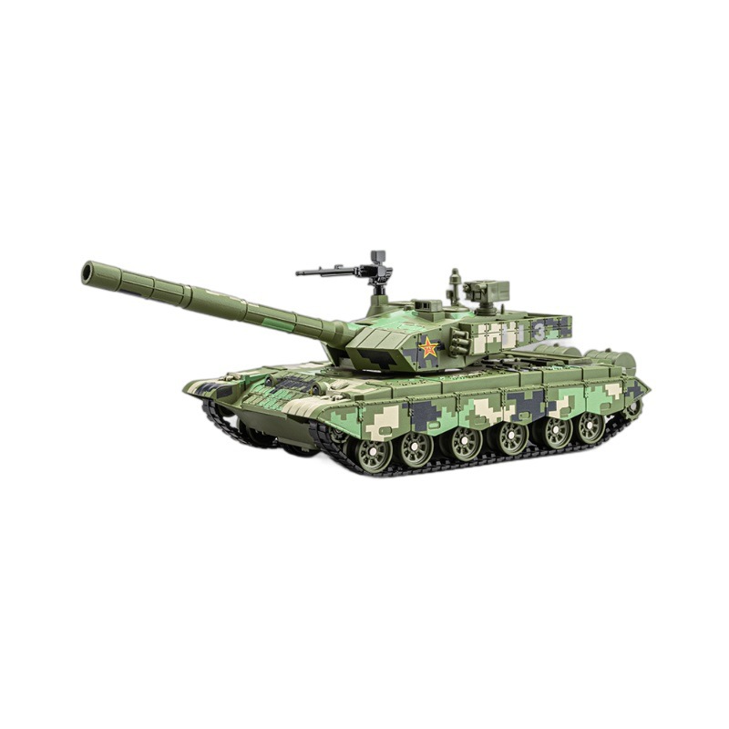 Chezhi Alloy Military 1:32 El tanque de batalla principal puede lanzar una fuerza de retorno con simulación de sonido y luz, adornos de modelo de juguete para niños