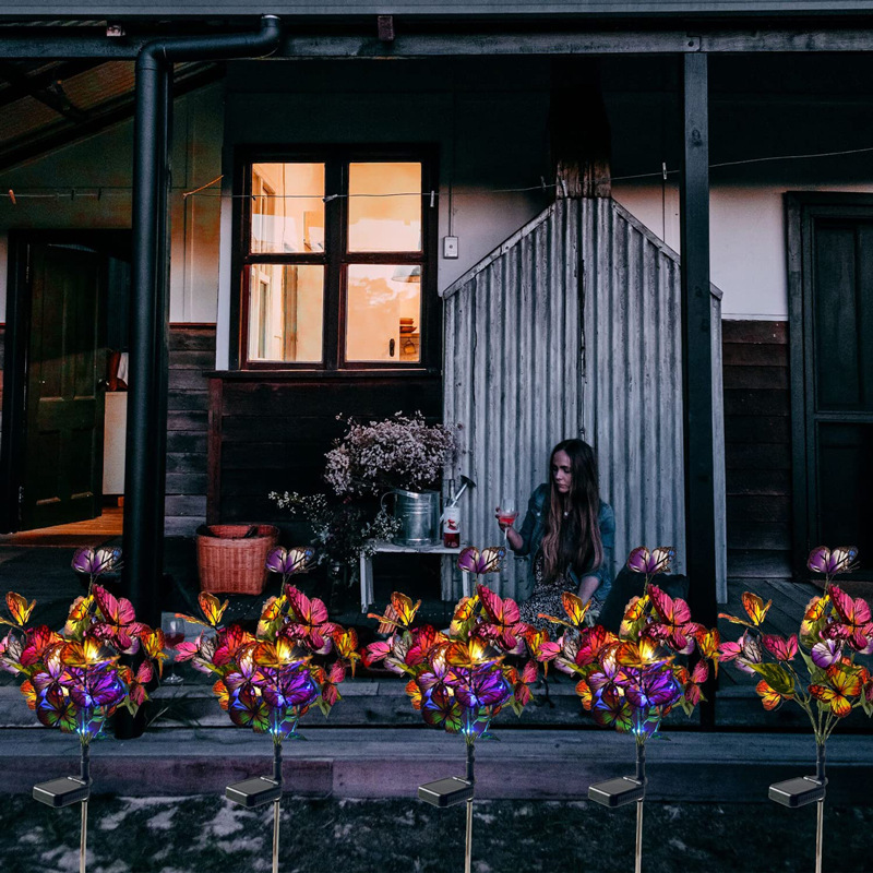 Title 3, Lampada solare LED Albero Farfalla, quattro col...