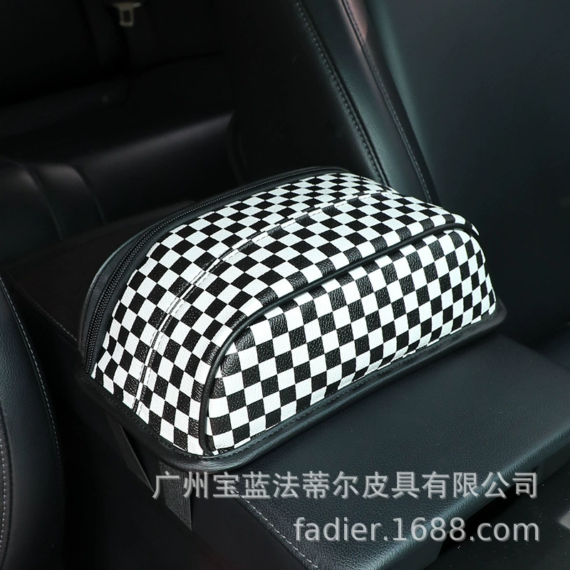 Черно-белая шахматная доска автомобильная бумажная сумка для бумажных полотенец большая емкость