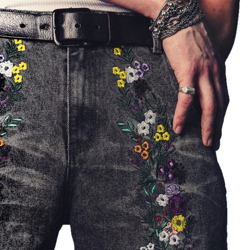 Europa y Estados Unidos transfronterizos retro estilo americano Harajuku moda personalidad bordada callejera de tendencia jeans casuales pantalones rectos