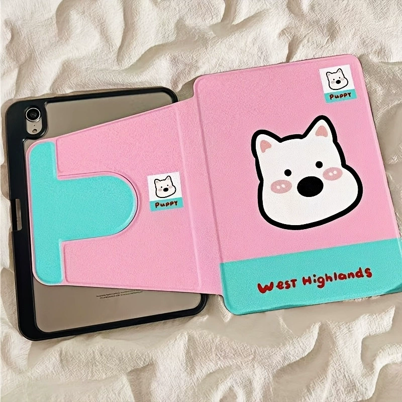 Розовый мультяшный защитный чехол для планшета West Highland для iPad Air4/5/6/Pro 11 2024/10.2/9.7