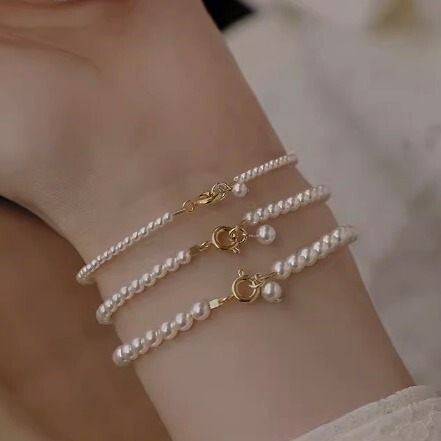 Pearl Bracelet High-grade Retro Women's Light Luxury High-grade Full Round String Elegant Simple Elegant Beads Popular All-match Women