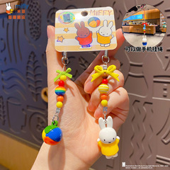 本物のミニミッフィーミッフィーウサギ人形キーホルダーペンダントかわいい小さな鼻カップル携帯電話チェーンバッグペンダント