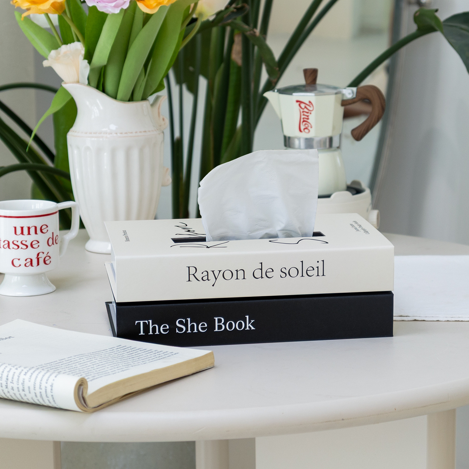 Decoración simple creativa de lujo caja de servillas de libros falsos sala de estar del dormitorio mesa de té decoración de escritorio caja de servillas