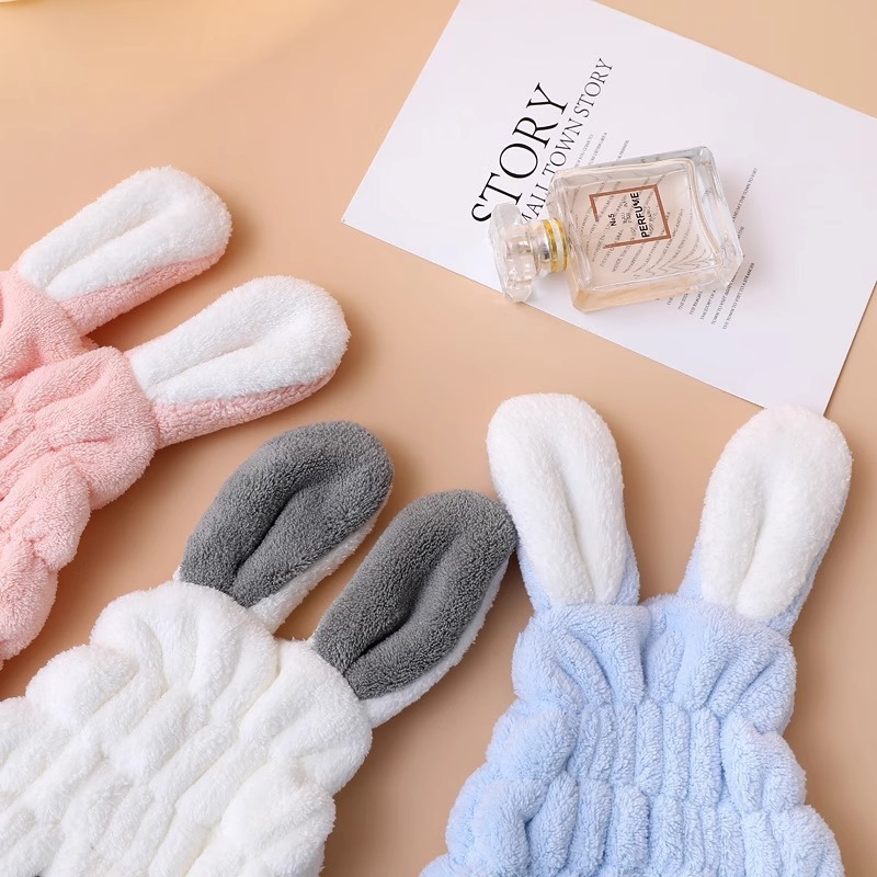 子供用ヘアドライキャップ、かわいい漫画刺繍のうさぎ耳、吸水性のあるコーラルベルベットのヘアタオル、赤ちゃん用バスキャップ、うさぎ耳のデザイン|undefined