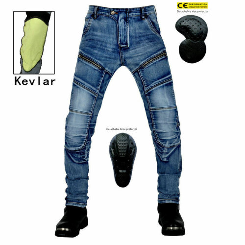 Men's motorcycle jeans, retro motorcycle riding pants, Kevlar tear-resistant racing off-road elastic anti-fall pants