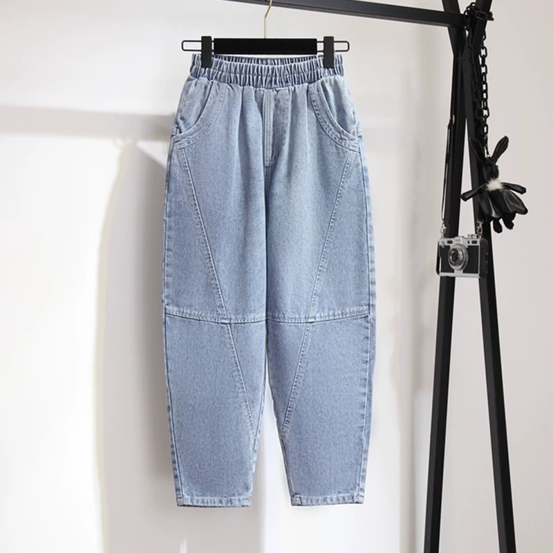 200/350 Джинсы женские пухлые девушки очень большого размера с высокой талией укороченные брюки очень толстые штаны для похудения брюки из редьки