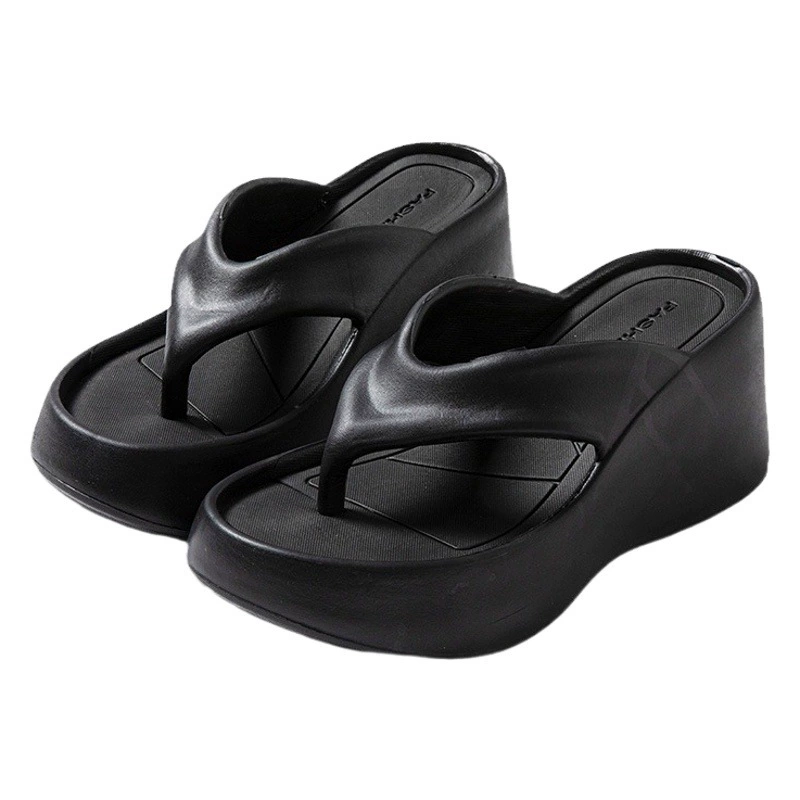 Женские шлепанцы на толстой подошве 8 см, подходящие для носки на улице летом, с амортизирующей подошвой, нескользящие домашние сандалии для ванной комнаты, увеличивающие рост.