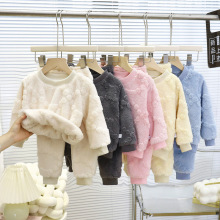 儿童睡衣套装保暖秋冬新款男童加厚家居服宝宝加绒女童衣服童装
