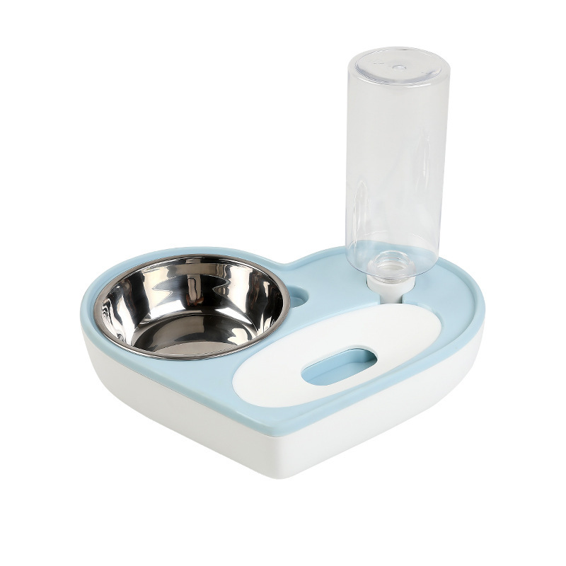 Gato Tazón de acero inoxidable alimentador automático de agua potable integrado anti-golpe en forma de corazón Pet Bowl perro tazón gato tazón fábrica ventas directas