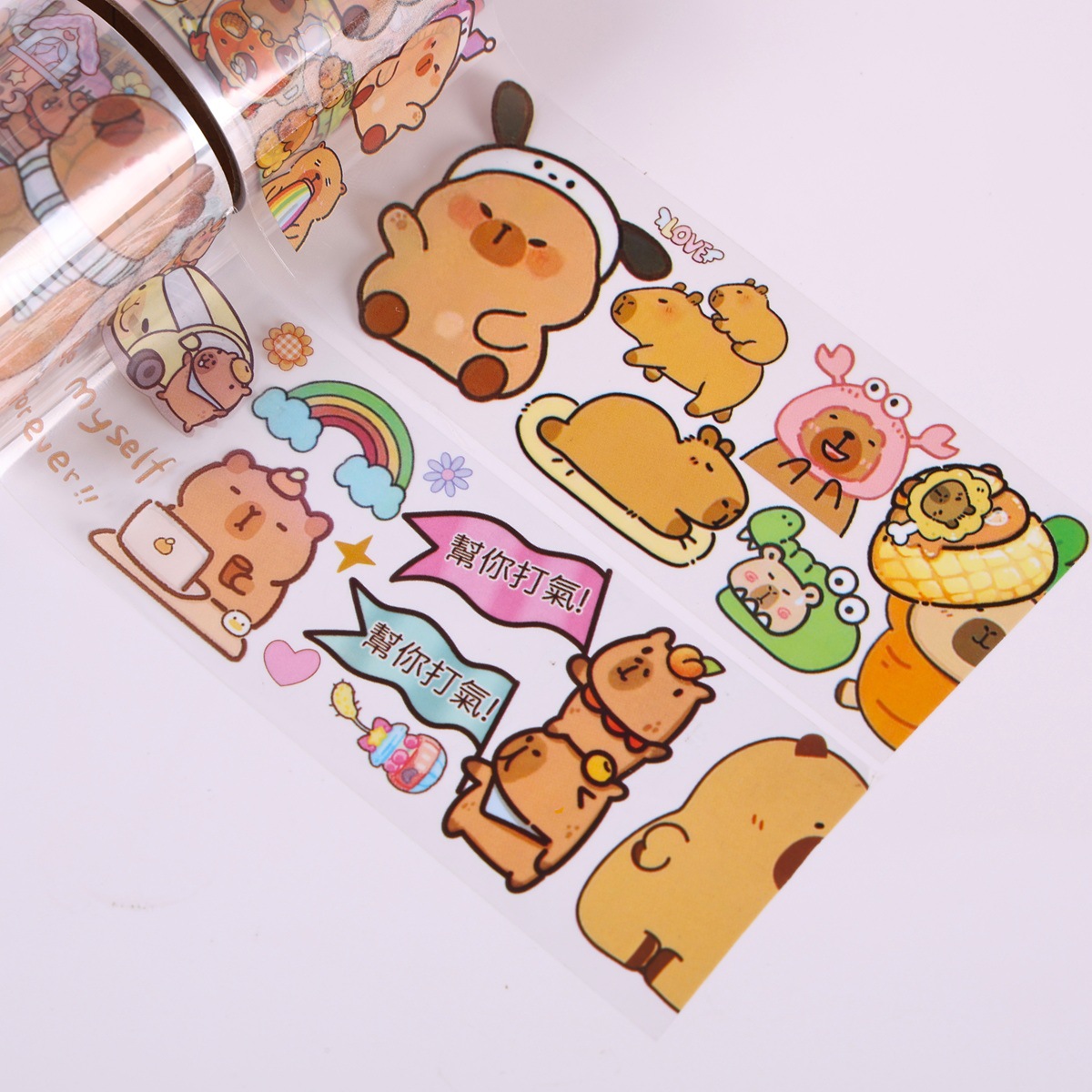 Kapibarapet Tape para niños pequeños regalos DIY pegatinas materiales de decoración dibujos animados adorables pegatinas de cinta adhesiva