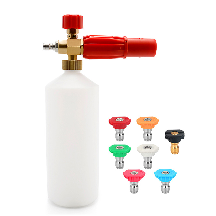 厂家跨境批发水枪泡沫壶洗车机高压打泡PA壶扇形喷壶七色喷嘴套件