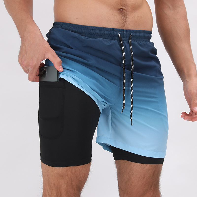 Amazon cross-border e-commerce hot supply 3D digital printing tropical coconut forest double beach pants shorts casual