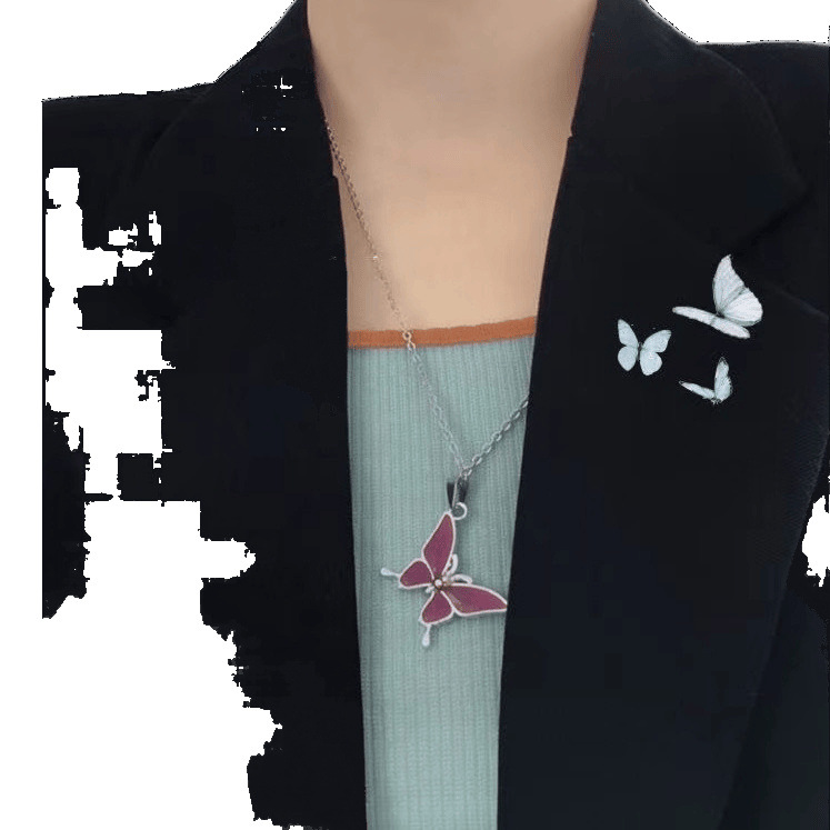 Collar de mariposa que cambia de color cálido, diseño de personalidad de moda, rojo de Internet, novia, pareja, cambio de color cálido