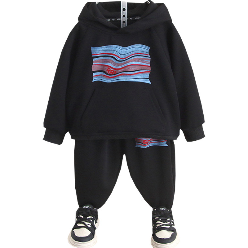 6072 Suéter para niños Traje deportivo 2024 Nuevo traje de dos piezas de suéter de bebé de manga larga con capucha de primavera y otoño para niños