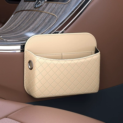 Car-Mounted Multifunctional Storage Box, Adhesive-Type Car storage bag/box - 4145-plaid-storage-bag-meter-including-double-sided-tape